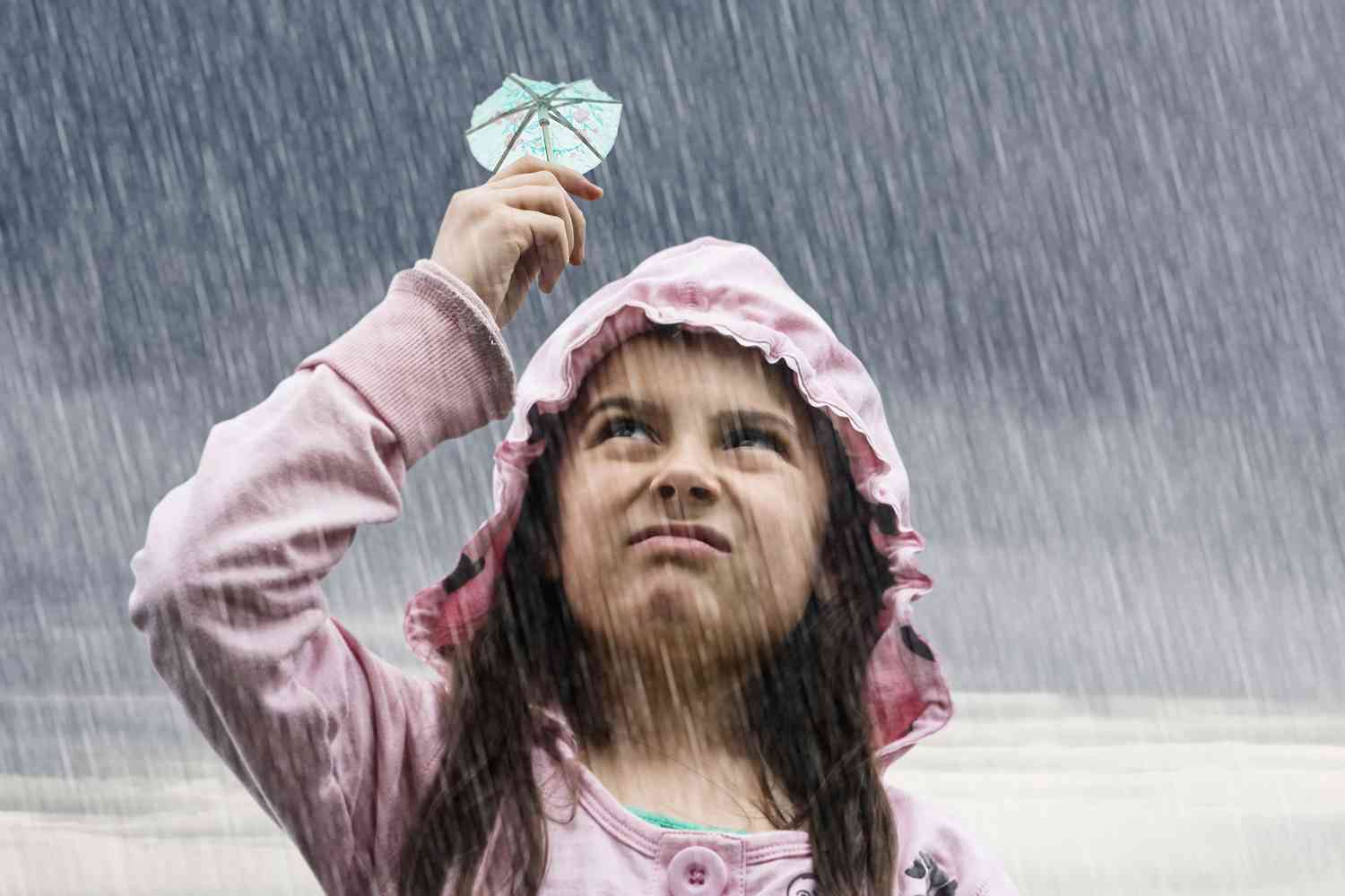 girl in pouring rain
