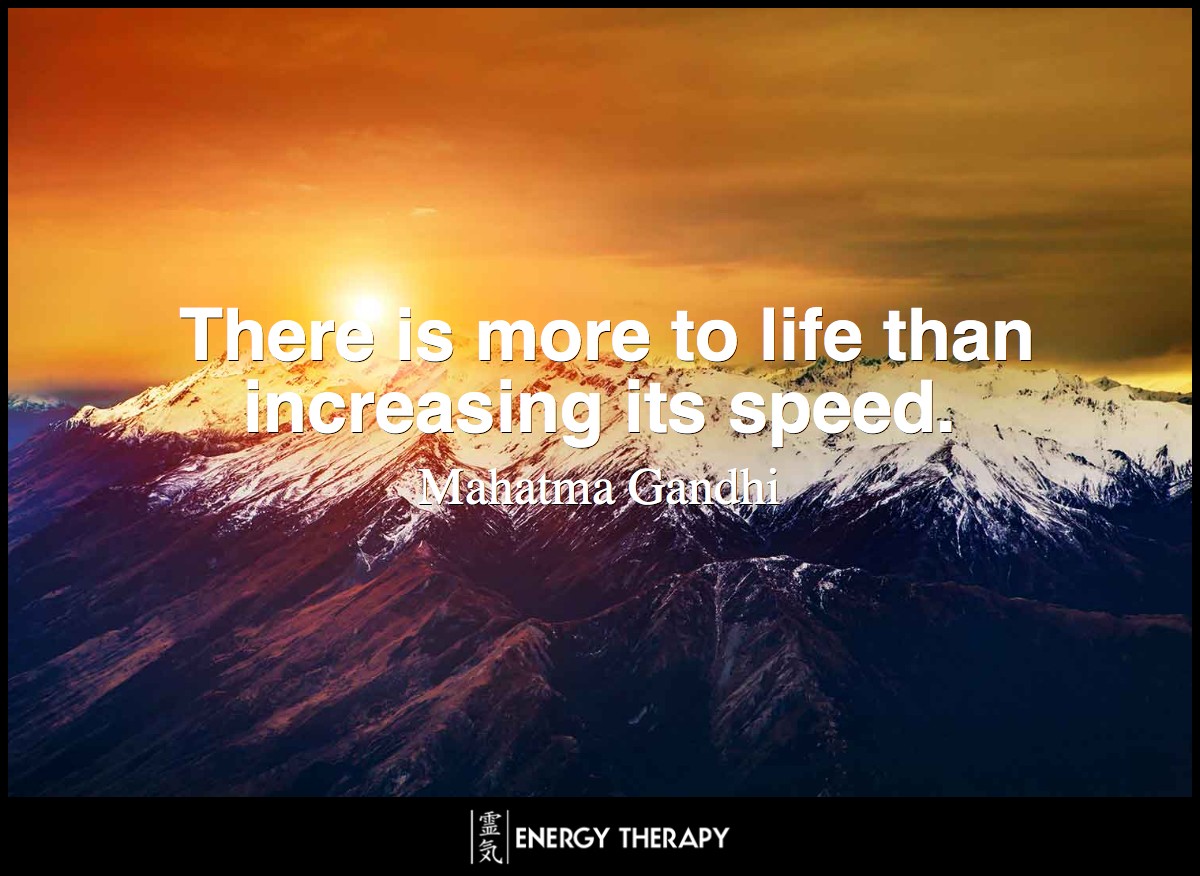 There is more to life than increasing its speed. ~ Mahatma Gandhi