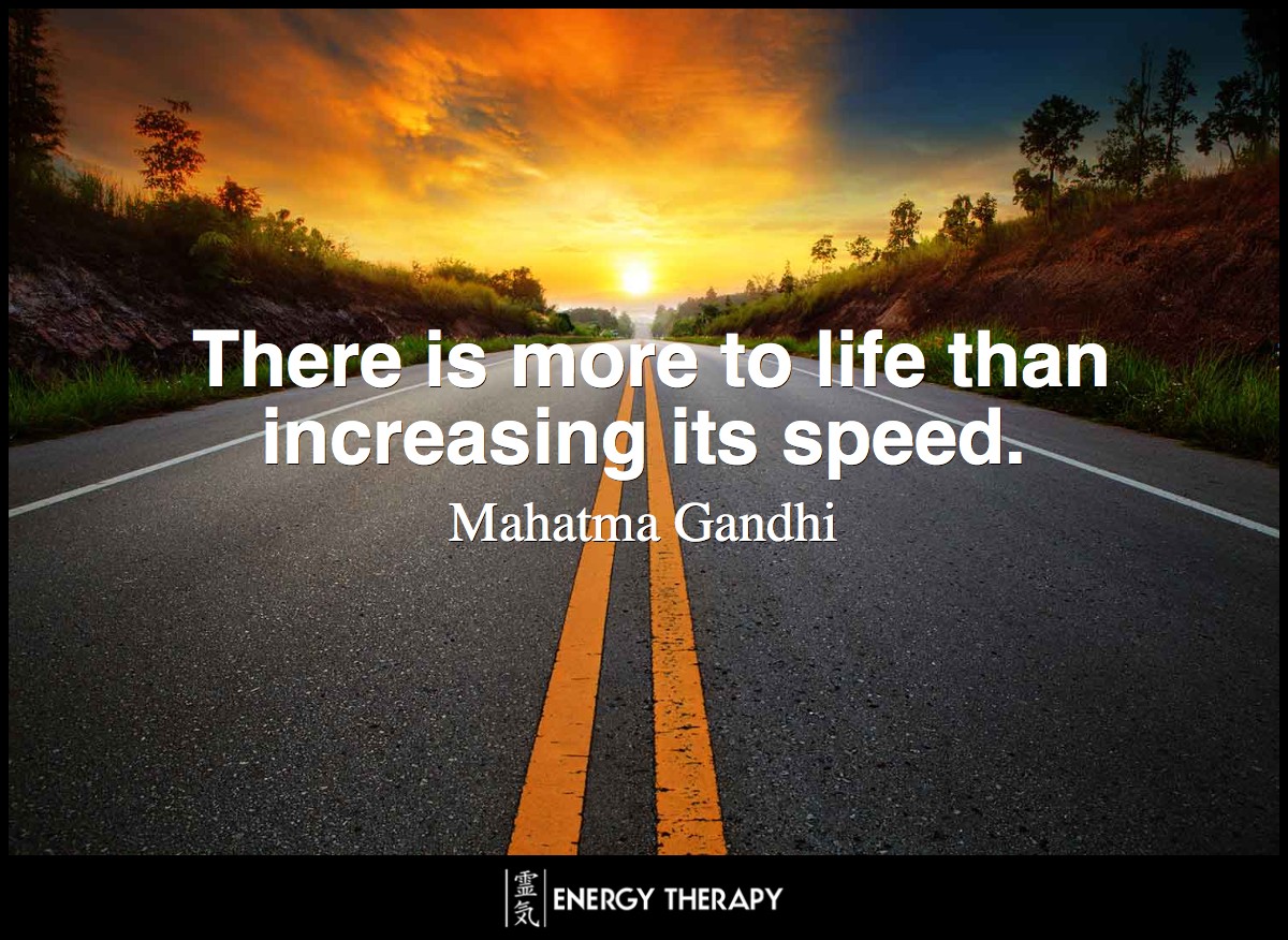 There is more to life than increasing its speed. ~ Mahatma Gandhi